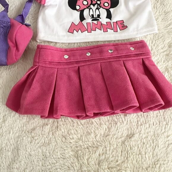 Disney Build A Bear Workshop Pink Minnie Mouse Outfit T-Shirt Skirt Travel Bag - Picture 3 of 8